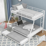 Twin over Full Bed with Trundle - Sturdy Steel Frame and Two-Side Ladders