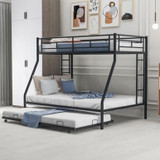 Twin over Full Bed with Trundle - Sturdy Steel Frame and Two-Side Ladders