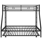 Chicken Pieces Twin over Full Bed with Trundle - Sturdy Steel Frame and Two-Side Ladders 