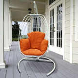 Egg-Shaped Hanging Swing Chair with Cushion, C Stand - Hammock Chair