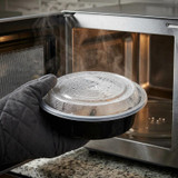 Chicken Pieces CP Black 6 1/4" Round Heavy Weight Microwaveable Container with Lid  16 oz - 150/Case (PALLET 60 CT)