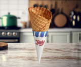 JOY Large Jacketed Waffle Cone - 180/Case for Insulated Ice Cream Delights