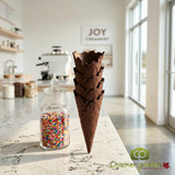 THE KONERY The Konery Dark Chocolate Waffle Cones - 144/Case | Decadent Chocolate Indulgence