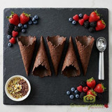 The Konery Dark Chocolate Waffle Cones - 144/Case | Decadent Chocolate Indulgence