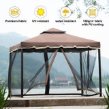 Outdoor Iron Vented Dome Top Patio Gazebo with Netting | 9.8Ft x 9.8Ft