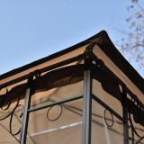 Chicken Pieces Iron Patio Outdoor Gazebo - Double Roof Canopy with Mosquito Netting | 13 Ft. W x 9.7 Ft. D  