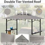 Grill Gazebo Grill Canopy Double Tiered BBQ Gazebo Outdoor BBQ Canopy 8 x 5 FT 