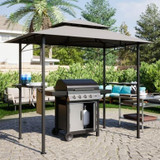 Grill Gazebo Grill Canopy Double Tiered BBQ Gazebo Outdoor BBQ Canopy 8 x 5 FT 