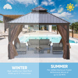 Chicken Pieces Patio Gazebo | Alu Gazebo with Steel Canopy | Outdoor Permanent Hardtop 12*12FT 