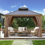 Patic Gazebo | Alu Gazebo with Steel Canopy | Outdoor Permanent Hardtop 12 * 12FT 