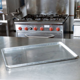 CP Full Size NSF 12 Gauge 18" x 26" Open Bead / Semi-Curled Rim Aluminum Bun / Sheet Pan for Chicken Pieces- CHICKEN PIECES