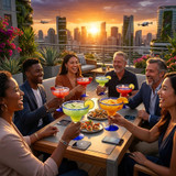 Libbey Aruba 16 oz. Margarita Glass with Cobalt Blue Rim and Base - 12/Case | Add a Splash of Color to Your Margaritas-Chicken Pieces