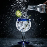 Libbey Aruba 16 oz. Round Cocktail Glass with Cobalt Blue Rim and Base - 12/Case | Personalize-Chicken Pieces