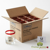 Libbey Aruba 12 oz. Bold Red-Rimmed Rocks Glass Set - 12/Case-Chicken Pieces