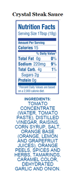 CRYSTAL Crystal 1 Gallon Original Steak Sauce - 2/Case | Bold Flavor for Steak Lovers