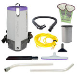 ProTeam Super Coach Pro 10 Qt. Backpack Vacuum with 107098 Xover Multi-Surface Two-Piece Wand Kit - 120V | Ultimate Mobility and Versatile Cleaning