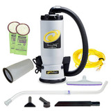 ProTeam 6 Qt. QuietPro BP HEPA Backpack Vacuum with 107100 Xover Floor Tool Kit D and HEPA Filtration System - 120V