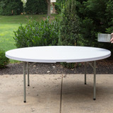 Round Granite White 72" Tables | Heavy-Duty Blow Molded Plastic | Set of 12 with 96 Folding Chairs