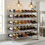 CP Wine Rack 14" x 48" 5 Shelf 55-Bottle Wire with 34" Posts-Chicken Pieces