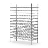 CP Wine Rack 24" x 48" 12 Shelf 264-Bottle Chrome Wire with 74" Posts-Chicken Pieces