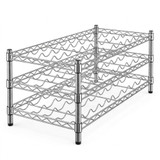 CP Stylish Wine Storage Solution: 24" x 36" 3 Shelf 48-Bottle Chrome Wire Wine Rack with 14" Posts-Chicken Pieces