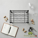 CP Modern and Compact Wine Storage: 14" x 24" 5 Shelf 25-Bottle Black Epoxy Wire Wine Rack with 34" Posts-Chicken Pieces