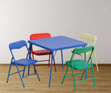 Flash Furniture 24" x 24" x 20 1/4" Kids Folding Table Set with 4 Assorted Color Chairs | Fun and Functional Seating Solution for Kids- Chicken Pieces