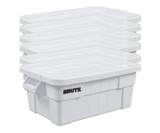 Rubbermaid BRUTE 14 Gallon White NSF Tote with Lid (6-Pack) - Durable and Versatile Storage Solution-Chicken Pieces