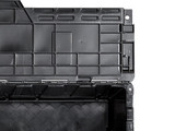 CP 22" x 15" x 13" Medium Stackable Black Chafer Tote / Storage Box with Attached Lid (12-Pack) - Efficient Food Storage and Transport Solution-Chicken Pieces