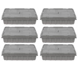  Vollrath Tote 'N Store 18 3/4" x 13 1/4" x 4 5/8" Gray Buffetware Box (6-Pack) - Versatile Storage Solution for Buffetware 