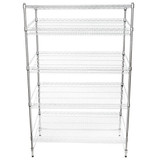 Chicken Pieces Stationary CP Chrome Display Unit with 5 Angled Shelves - 24" x 48" x 74" 