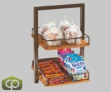 Cal-Mil Sierra 2-Tier Merchandiser - 12" x 12" x 21" | Wood and Dark Metal Display for Fruit, Snacks, and More