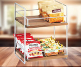 Cal-Mil Mid-Century Wood and Chrome Two Tier Merchandiser - 13" x 12" x 16 1/2" | Elegant Display for Fresh Pastries, Fruit, and More