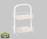 Cal-Mil Newport 14" x 12" x 21" 2-Tier White Metal / White-Washed Pine Wood Display Merchandiser - Elevate Your Self-Serve Presentation