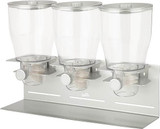 Zevro Professional Silver 4 Liter Triple Canister Dry Food Dispenser - Freshness and Convenience