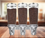 Cal-Mil Turn N Serve Platinum Wall Mount 5 Liter Triple Canister Cereal Dispenser - Space-Saving Breakfast Solution