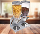 Cal-Mil Turn N Serve Platinum 3.5 Liter Double Canister Cereal Dispenser - Effortless Cereal Service with Style