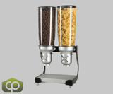 Cal-Mil Turn N Serve Black 5 Liter Double Canister Cereal Dispenser - Effortless Cereal Service with Modern Style