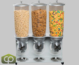 Cal-Mil Turn N Serve Platinum 5 Liter Triple Canister Cereal Dispenser - Efficient Cereal Service with Modern Style