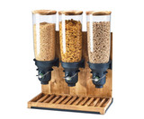 Cal-Mil Madera 4.5 Liter Triple Canister Cereal Dispenser - Rustic Elegance Meets Effortless Service
