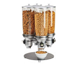 Cal-Mil 5 Liter, 4 Canister Rotating Free Flow Cereal Dispenser - Industrial Silver Design