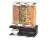 Cal-Mil Cinderwood 10 Liter Triple Canister Dark Oak Wood Cereal Dispenser - Elegant Buffet Design