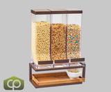 Cal-Mil Sierra 10 Liter Triple Canister Bronze Metal and Rustic Pine Cereal Dispenser - Vintage Self-Service Design
