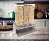 Cal-Mil Aspen Gray Pine Triple Canister Cereal Dispenser - Rustic Elegance for Self-Service