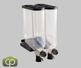 Rosseto 13.3 Liter Double Canister Snack/Cereal Dispenser with Shelf Mount Kit and Strip - Clear Acrylic Canisters, Easy Installation, Versatile Usage