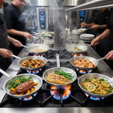 CP Hospo 10" Aluminum Fry Pan - Bulk Case of 6 - Dependable and Lightweight-Chicken Pieces