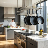 CP Hospo 12" Aluminum Non-Stick Fry Pan with Black Silicone Handle (6/CASE)-Chicken Pieces