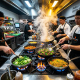 Emperor's 11" Aluminum Non-Stick Superior Heat Distribution Stir Fry Pan (6/CASE)-Chicken Pieces