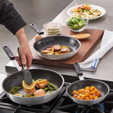 CP Hospo 3-Piece Aluminum Non-Stick Black Silicone Handles Fry Pan-Chicken Pieces