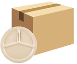 Carlisle Kingline 10" Tan 3-Compartment Plate - 48/Case. CHICKEN PIECES.